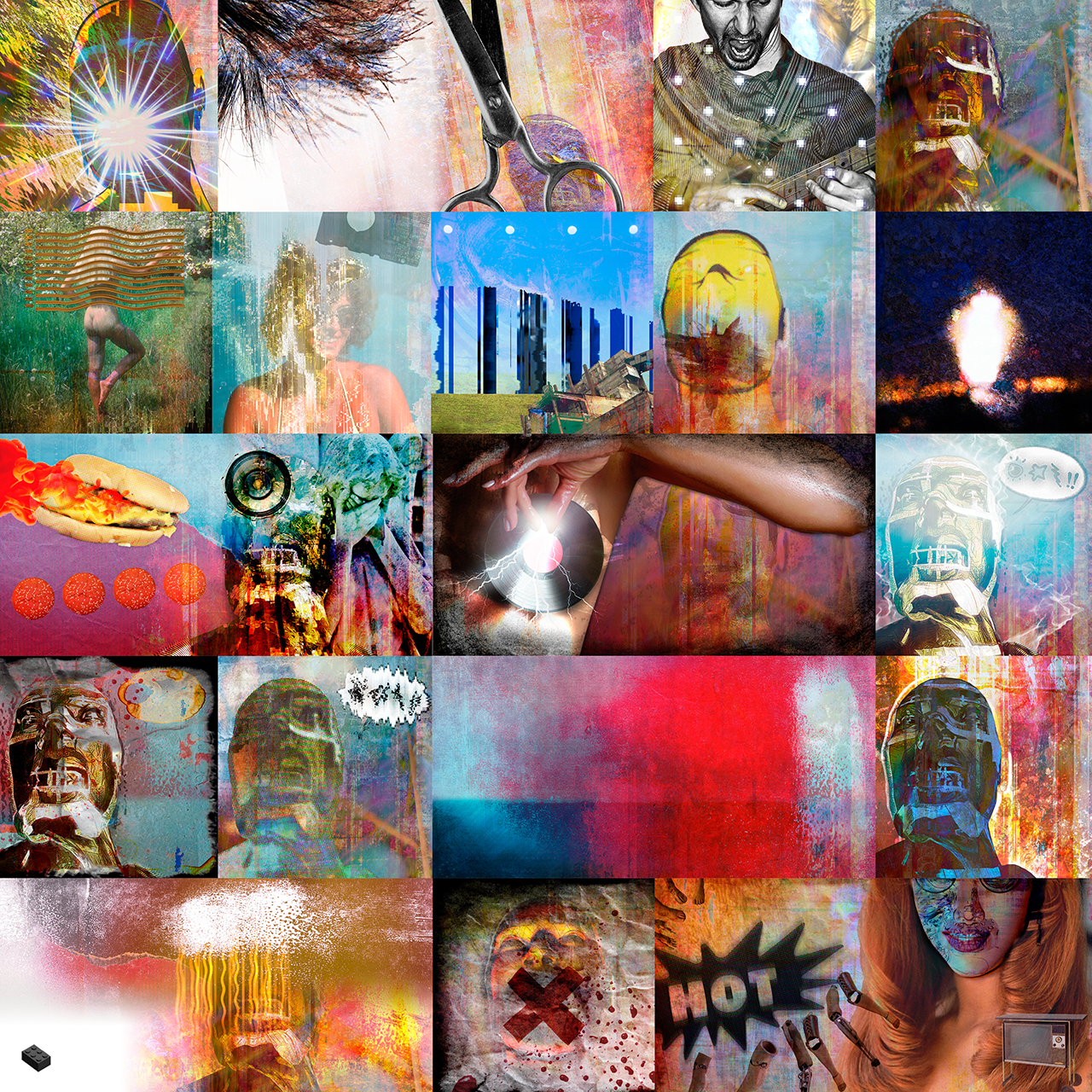 Mosiac of track artwork from The Grawlix
